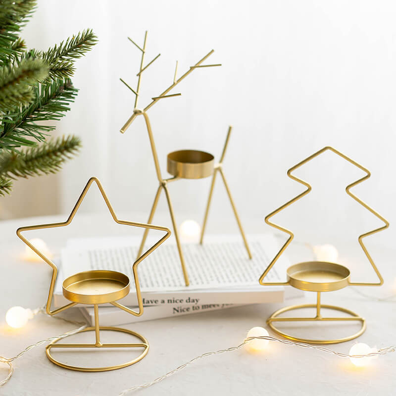 Simple Metal Christmas Decoration Candle Holder