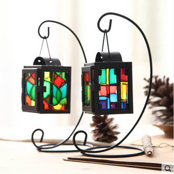 Creative Moroccan Style Stained Glass Candle Holder