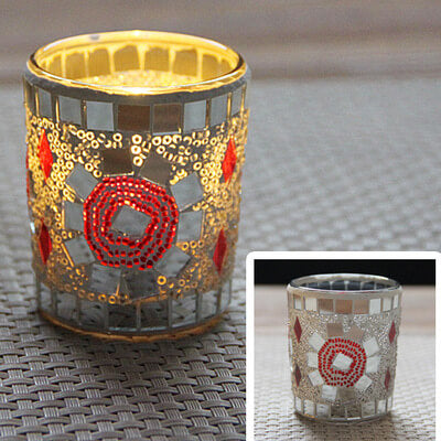 Mosaic Small Cup Glass Candle Holder Romantic Candlelight Dinner Bar Decoration Ornaments