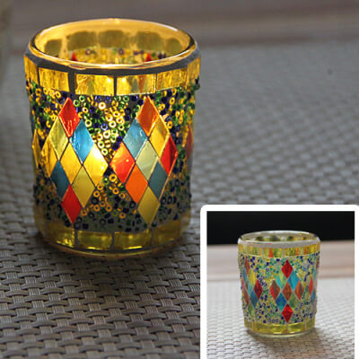 Mosaic Small Cup Glass Candle Holder Romantic Candlelight Dinner Bar Decoration Ornaments