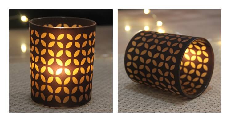 Printed Glass Candle Holder Romantic Candle Light Dinner Home Decoration Furnishings