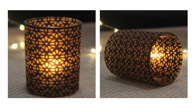 Printed Glass Candle Holder Romantic Candle Light Dinner Home Decoration Furnishings