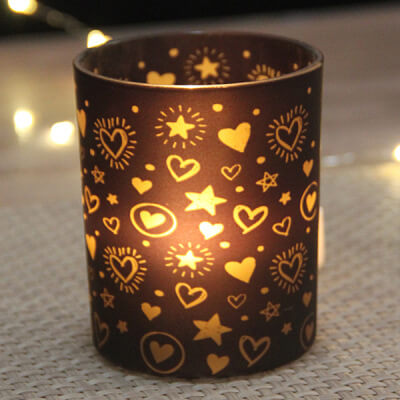 Printed Glass Candle Holder Romantic Candle Light Dinner Home Decoration Furnishings