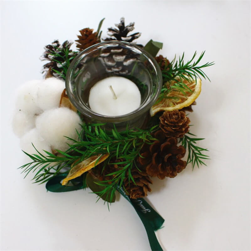 Christmas Pine Cone Garland Candle Holder Set of 2 for Home, Wedding, Living Room and Bedroom Decor