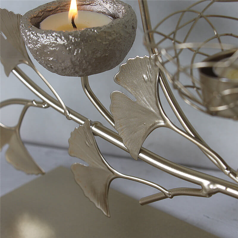 Ginkgo Leaves Shape Candle Holder for Modern Home Decoration