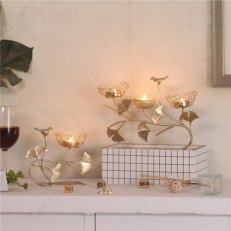 Ginkgo Leaves Shape Candle Holder for Modern Home Decoration