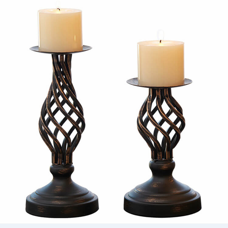 Iron Classical Pillar Candlestick Ornaments for Living Room Wedding Decoration