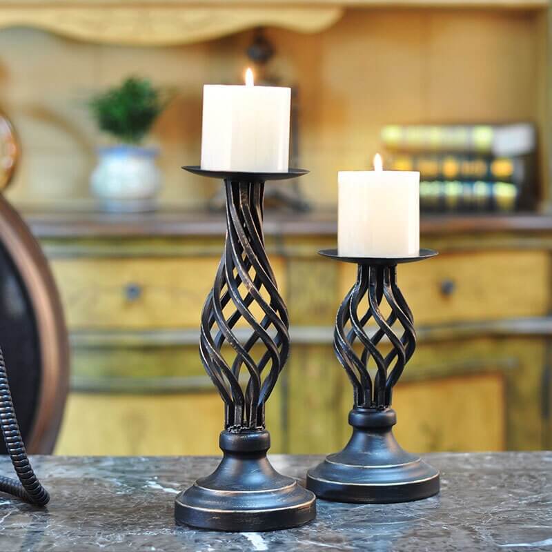 Iron Classical Pillar Candlestick Ornaments for Living Room Wedding Decoration