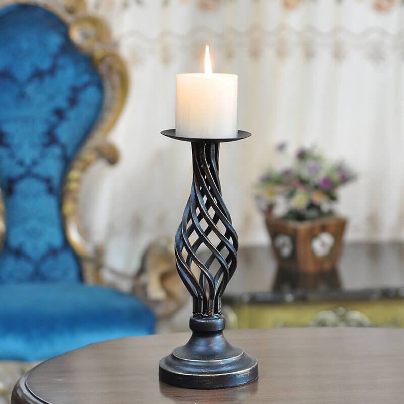 Iron Classical Pillar Candlestick Ornaments for Living Room Wedding Decoration