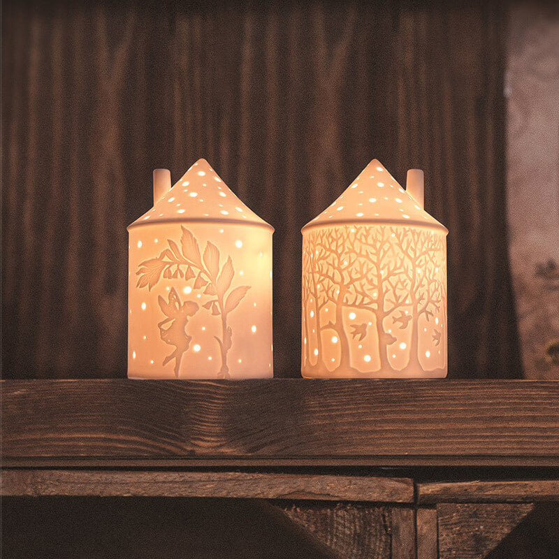 Ceramic House Shape Candle Holder for Home Bedroom Decor, Christmas Housewarming Gift