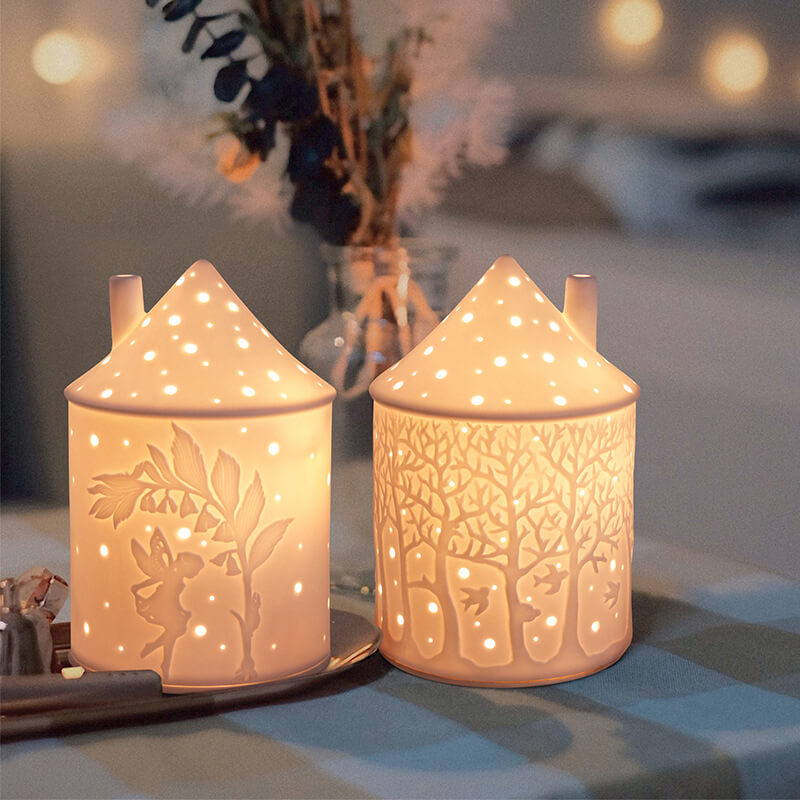 Ceramic House Shape Candle Holder for Home Bedroom Decor, Christmas Housewarming Gift