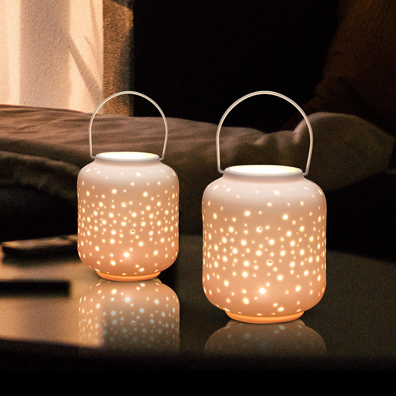 Portable Lantern Shape Hollowed-out Candle Holder for Home Furnishings