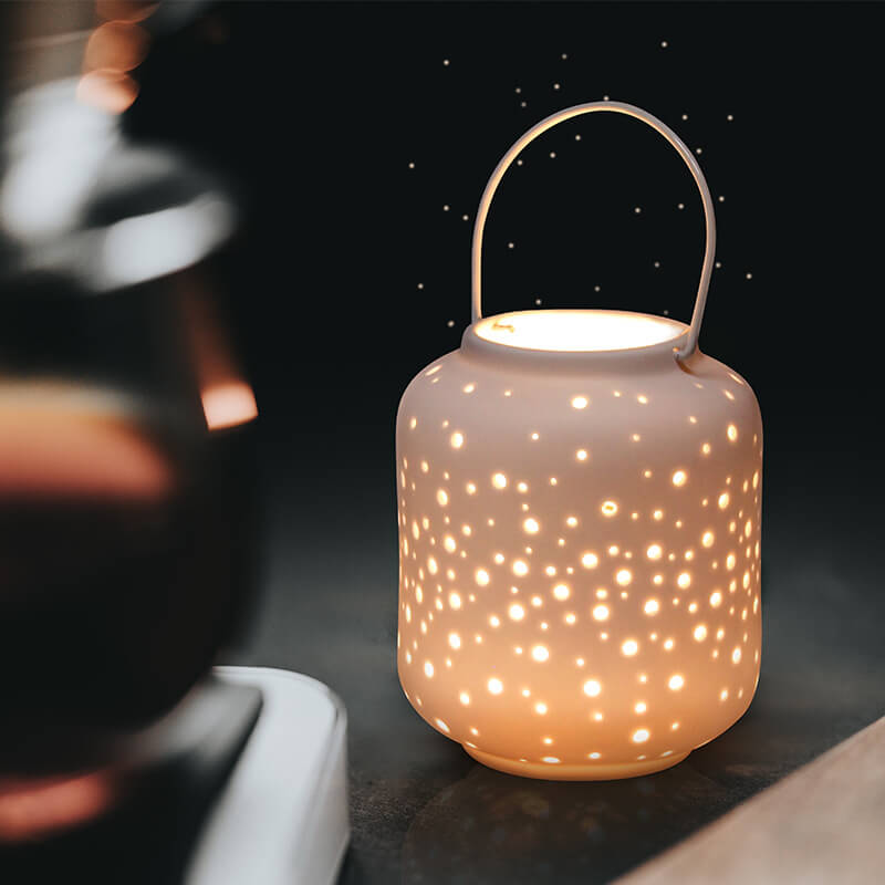 Portable Lantern Shape Hollowed-out Candle Holder for Home Furnishings