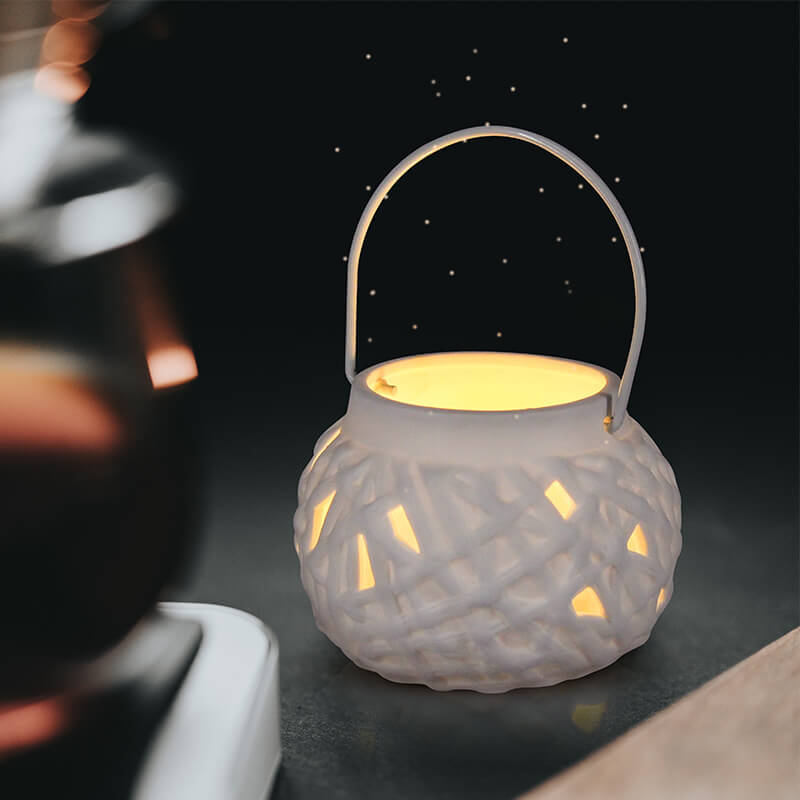 Simple Portable Lantern Shape Hollowed-out Candle Holder for Home Furnishings