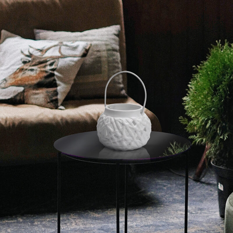 Simple Portable Lantern Shape Hollowed-out Candle Holder for Home Furnishings