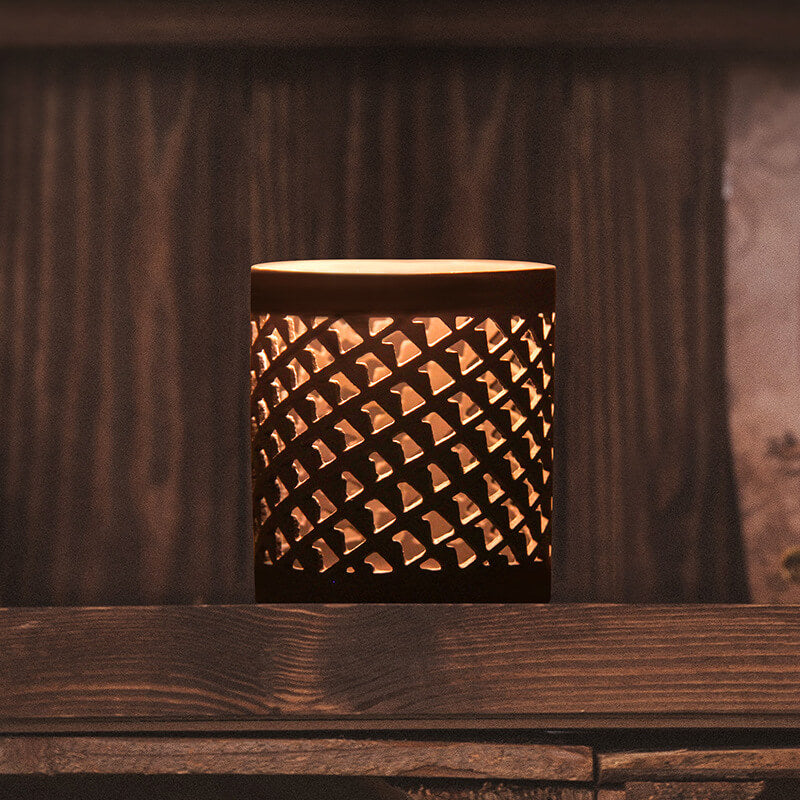 Black Hollowed-out Candle Holder for Home Furnishings