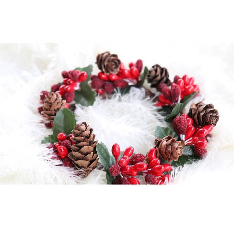 Christmas Candle Ring with Pinecones Creative ornaments DIY Decorative Artificial Wreath