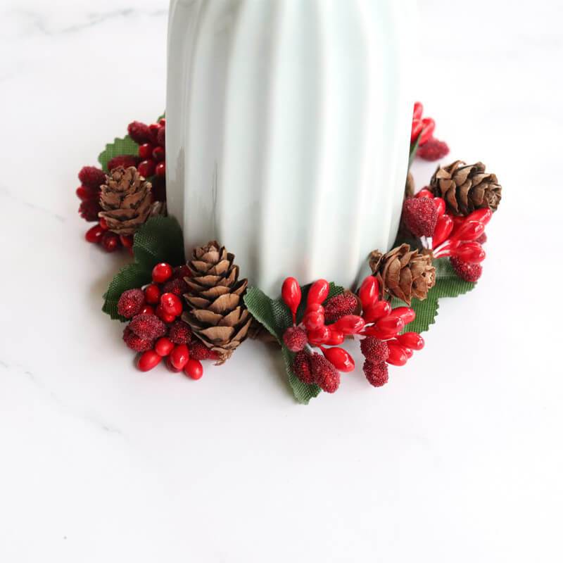 Christmas Candle Ring with Pinecones Creative ornaments DIY Decorative Artificial Wreath