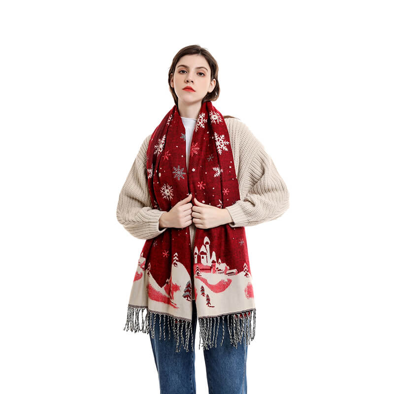 Red and Blue Christmas Theme Warm holiday Scarves