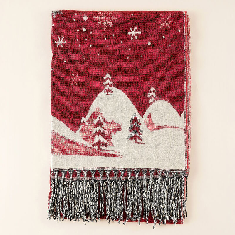 Red and Blue Christmas Theme Warm holiday Scarves