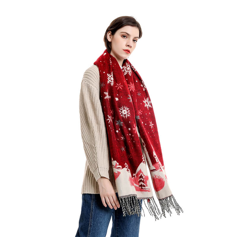 Red and Blue Christmas Theme Warm holiday Scarves