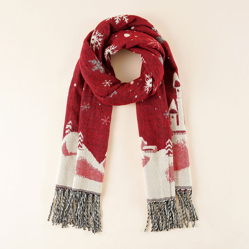 Red and Blue Christmas Theme Warm holiday Scarves