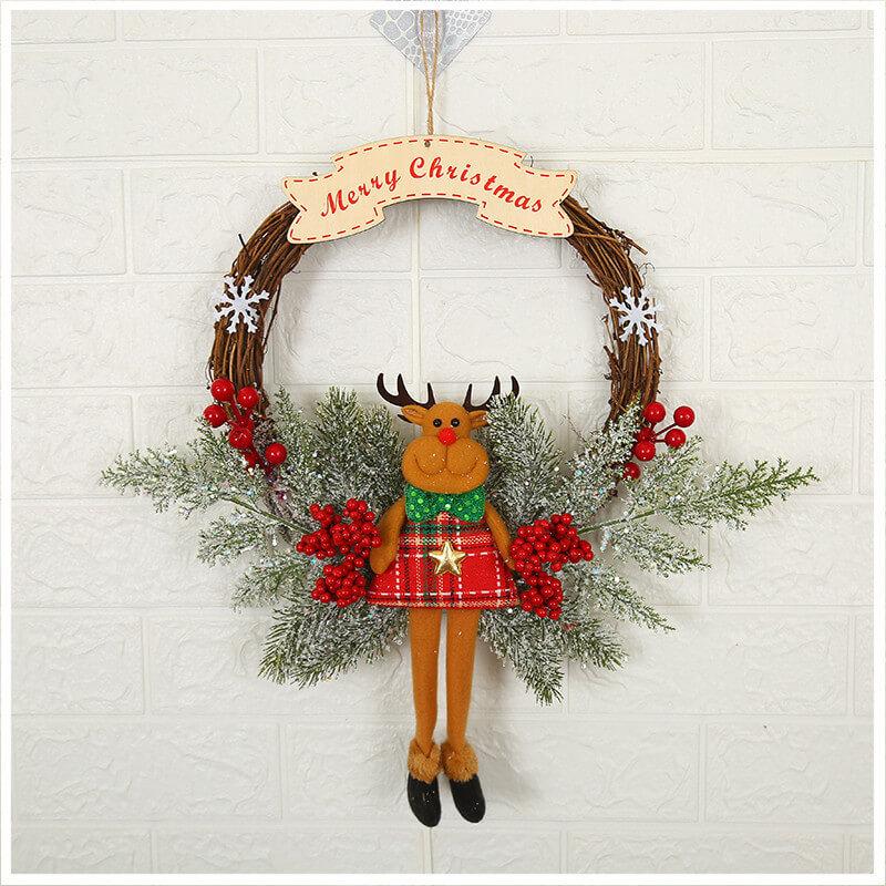 Christmas Doll Rattan Wreath Door/Wall Decor