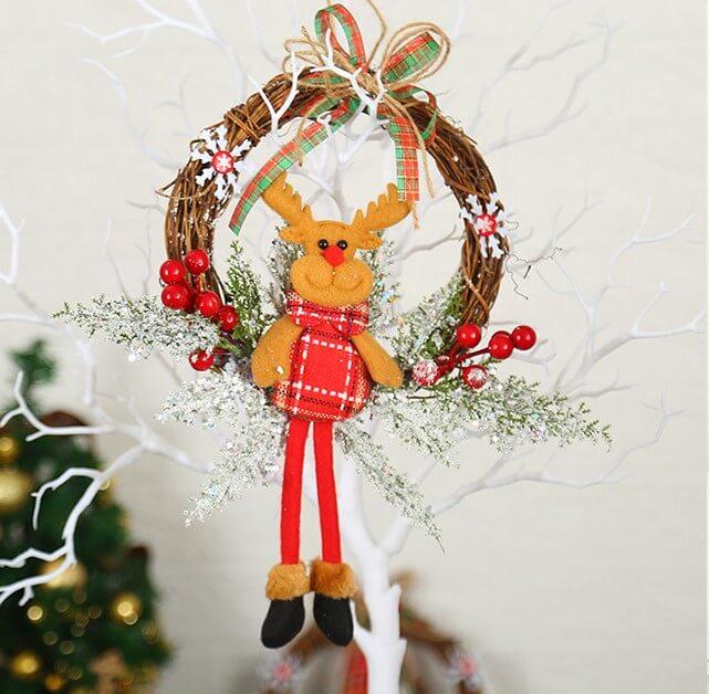 Christmas Doll Rattan Wreath Door/Wall Decor