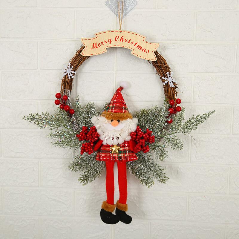 Christmas Doll Rattan Wreath Door/Wall Decor