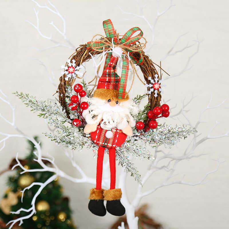 Christmas Doll Rattan Wreath Door/Wall Decor