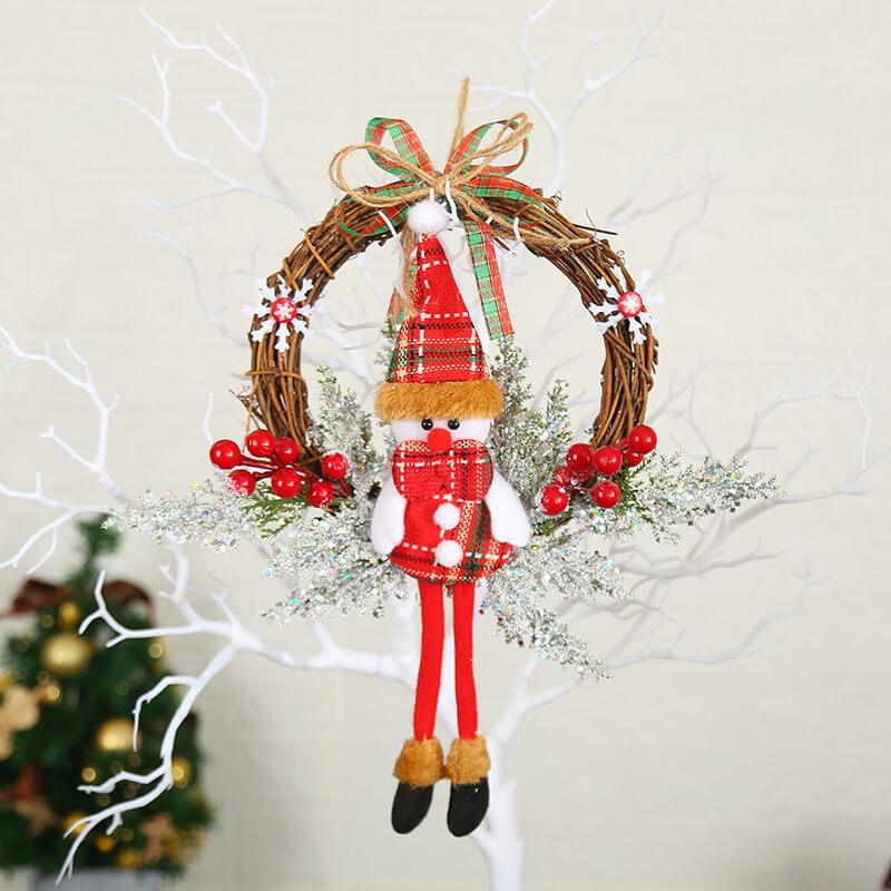 Christmas Doll Rattan Wreath Door/Wall Decor