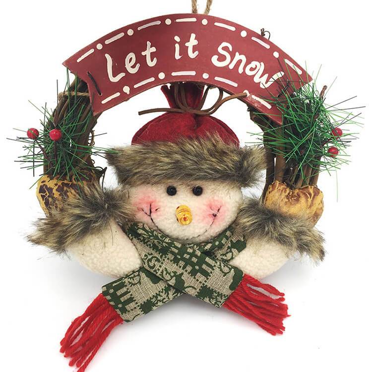 Christmas Wreaths Santa Claus Snowman Deer Rattan Hanging Wreath Christmas Decorations