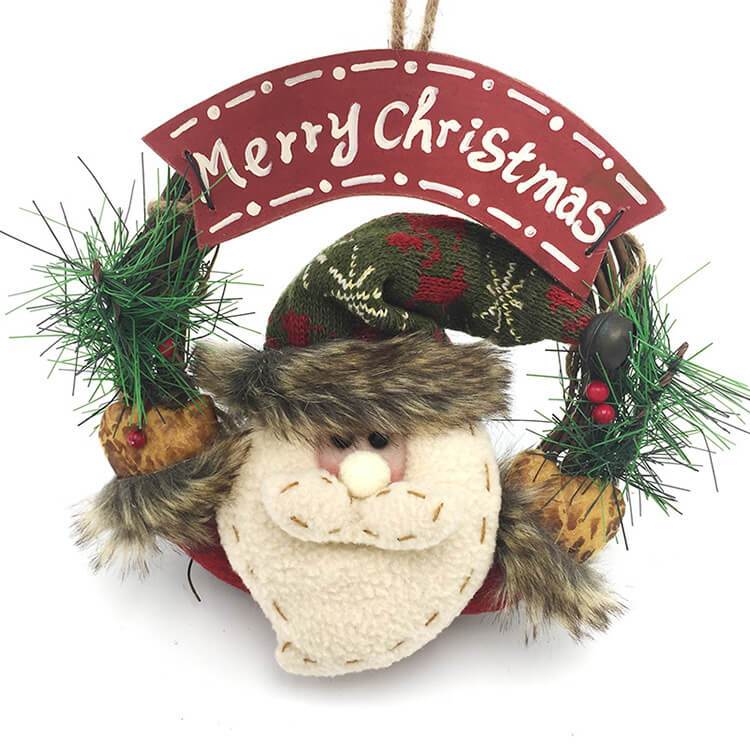 Christmas Wreaths Santa Claus Snowman Deer Rattan Hanging Wreath Christmas Decorations