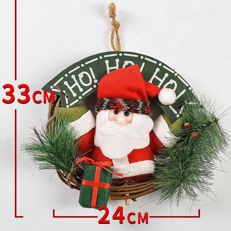 Christmas Wreaths Santa Claus Snowman Deer Rattan Hanging Wreath Christmas Decorations