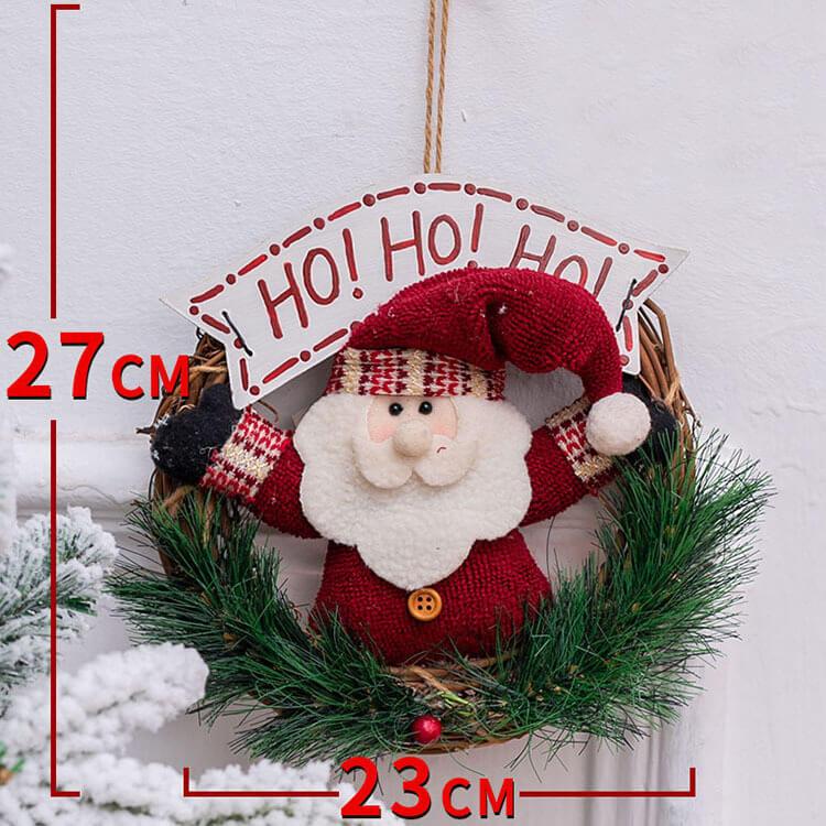 Christmas Wreaths Santa Claus Snowman Deer Rattan Hanging Wreath Christmas Decorations