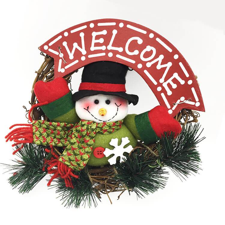 Christmas Wreaths Santa Claus Snowman Deer Rattan Hanging Wreath Christmas Decorations