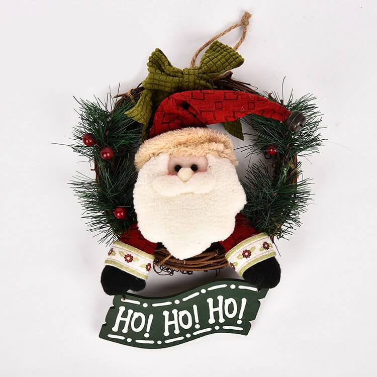 Christmas Wreaths Santa Claus Snowman Deer Rattan Hanging Wreath Christmas Decorations