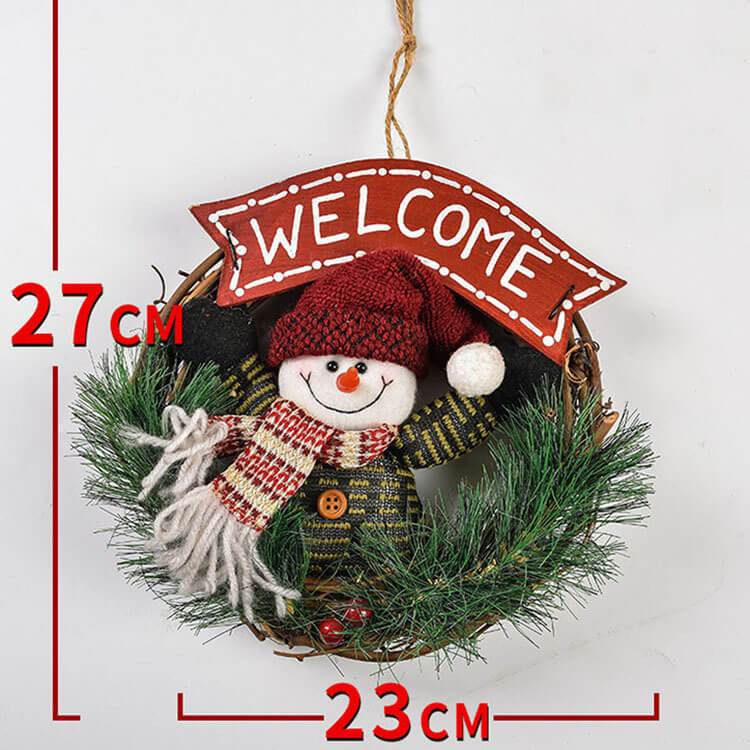 Christmas Wreaths Santa Claus Snowman Deer Rattan Hanging Wreath Christmas Decorations