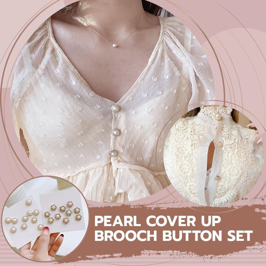 Pearl Cover Up Brooch Buttons Set Women starryhome 