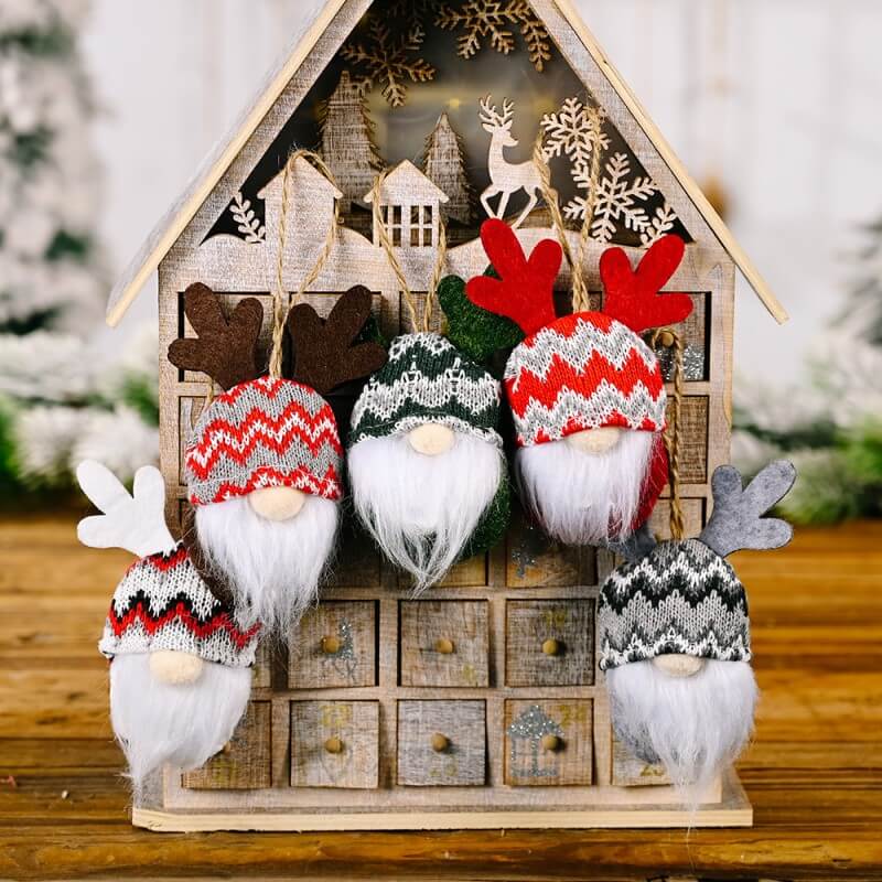 5 Pieces Christmas Gnomes Ornaments Christmas Tree Hanging Gnomes Handmade Plush for Holiday Decor