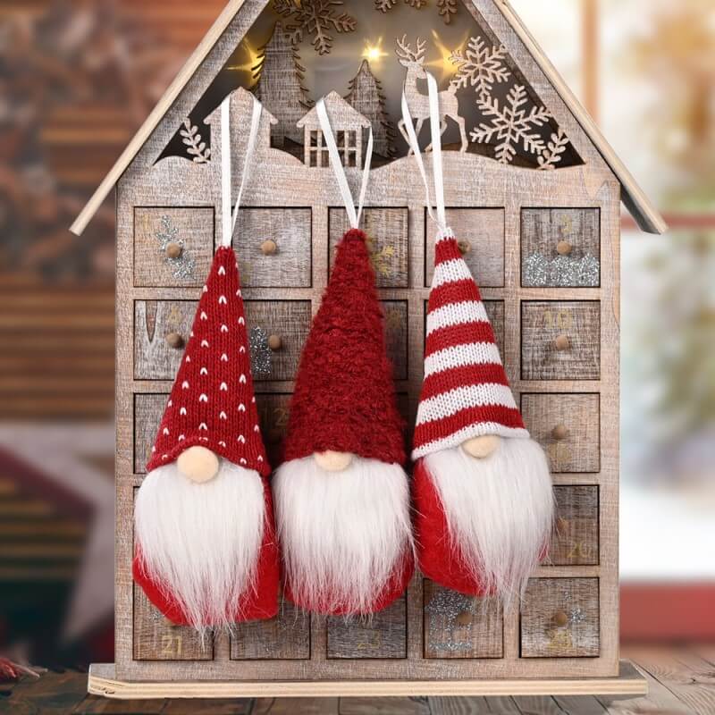 3 Pieces Red Christmas Gnomes Ornaments Christmas Hanging Gnomes Handmade Plush for Holiday Decor