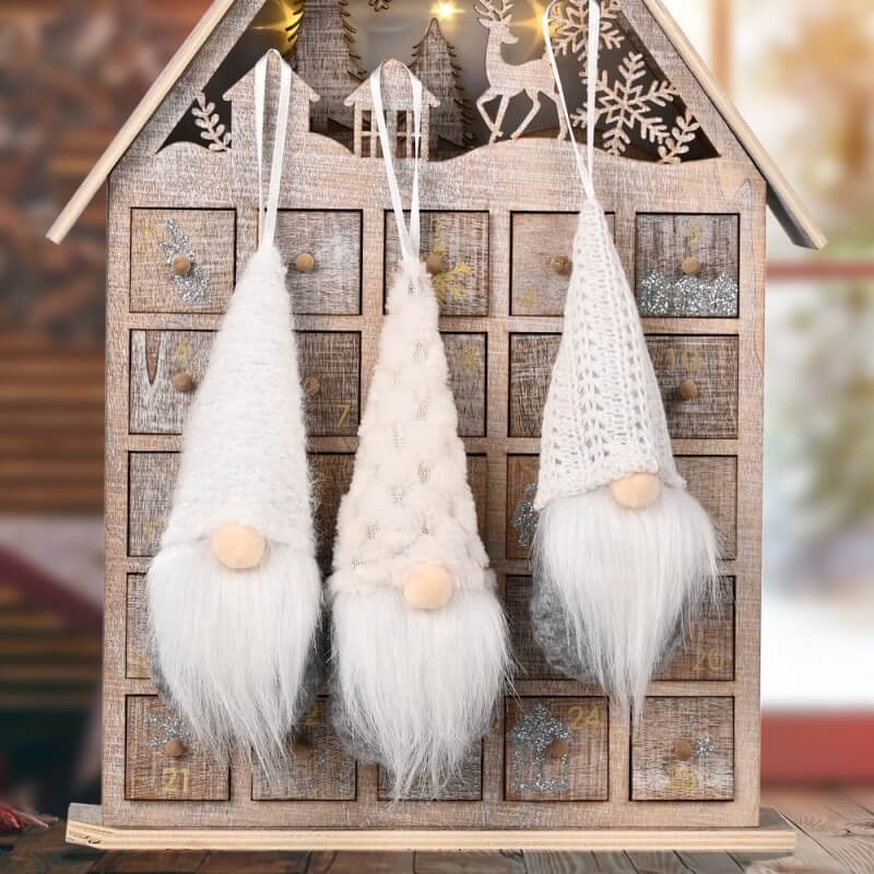 3 Pieces White Christmas Gnomes Ornaments Christmas Hanging Gnomes Handmade Plush for Holiday Decor