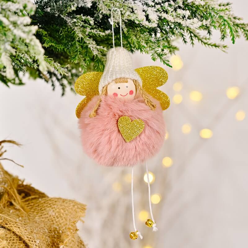 Christmas Decoration Christmas Golden Wings Small Bells Angel Girl Christmas Tree Hanging