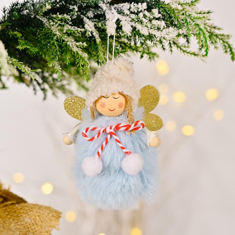 Christmas Decoration Christmas Golden Wings With Bow Ball Angel Girl Christmas Tree Hanging