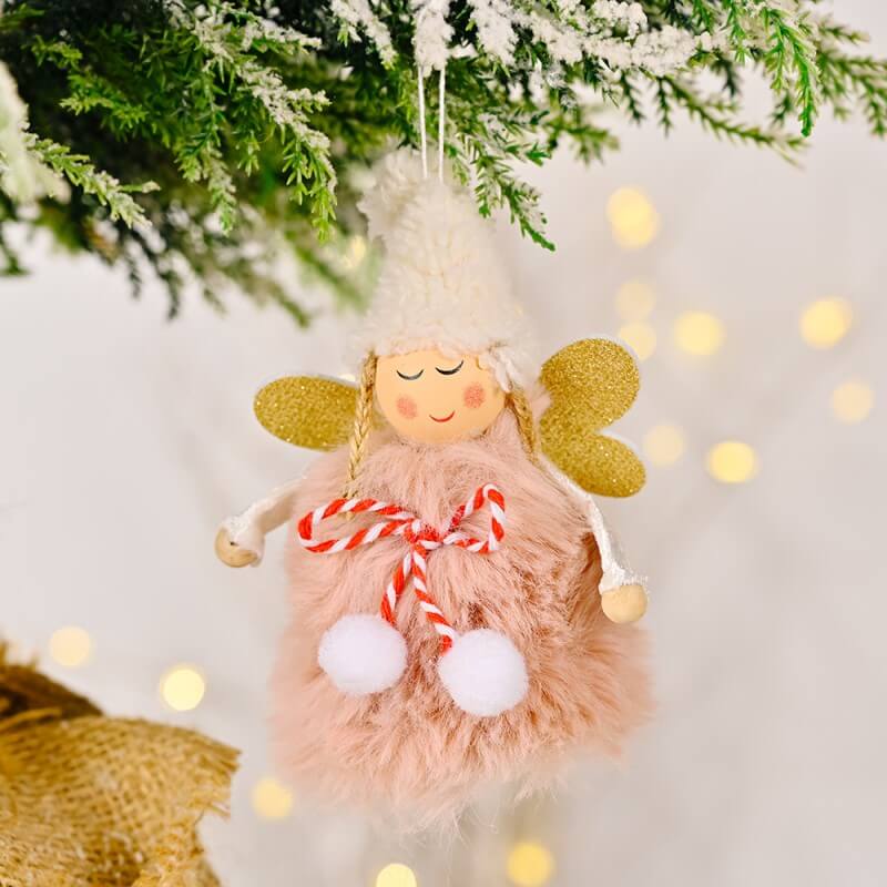 Christmas Decoration Christmas Golden Wings With Bow Ball Angel Girl Christmas Tree Hanging