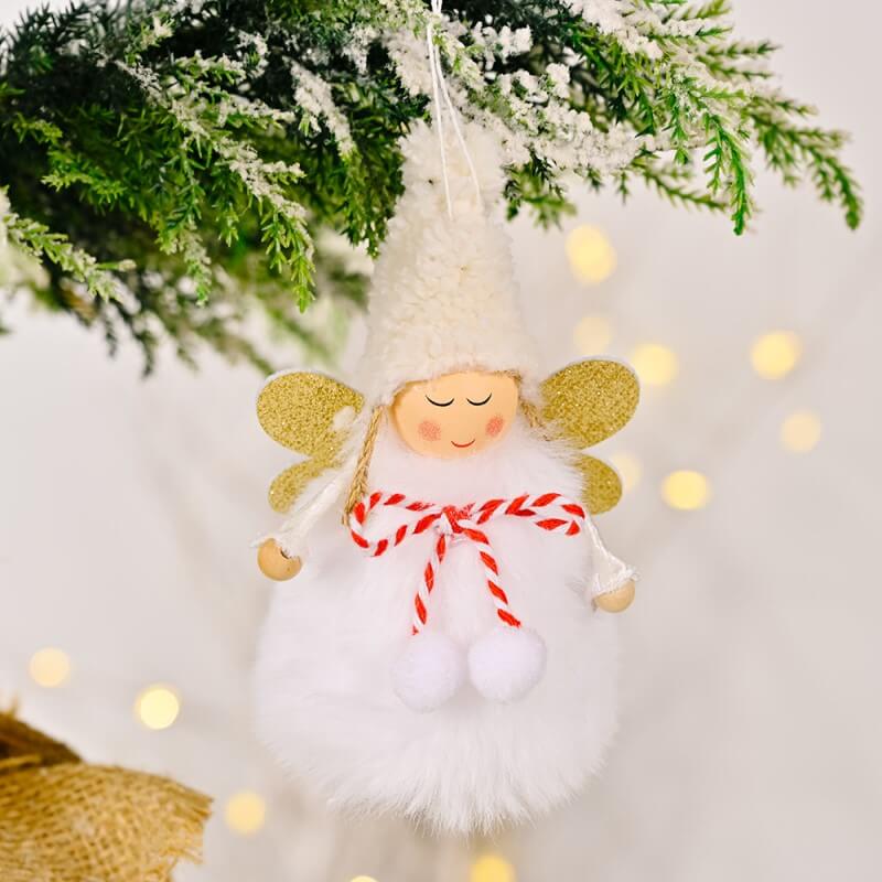 Christmas Decoration Christmas Golden Wings With Bow Ball Angel Girl Christmas Tree Hanging