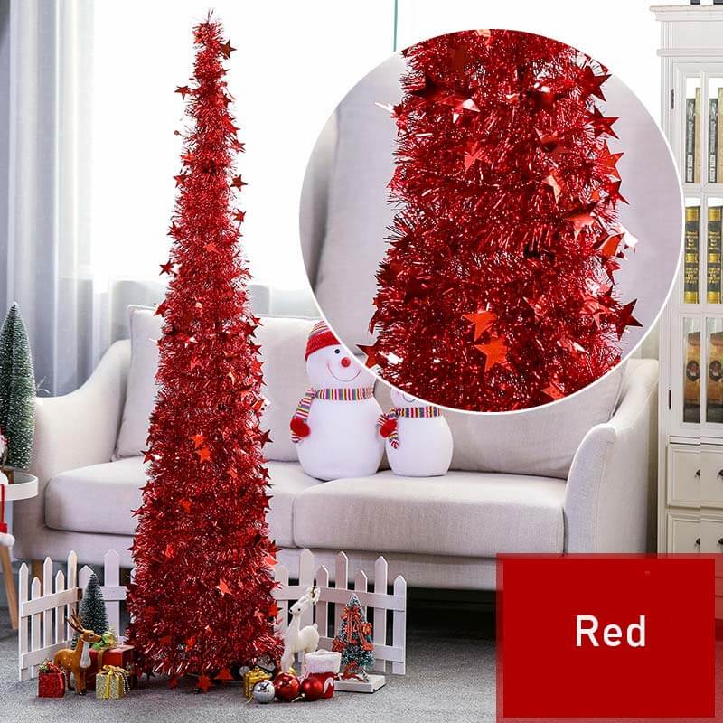 Collapsible Christmas Tree Pop-Up Tinsel Xmas Tree Artificial Christmas Trees for Holiday Xmas Decorations Home Display Office Indoor Decor