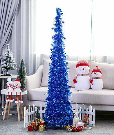 Collapsible Christmas Tree Pop-Up Tinsel Xmas Tree Artificial Christmas Trees for Holiday Xmas Decorations Home Display Office Indoor Decor