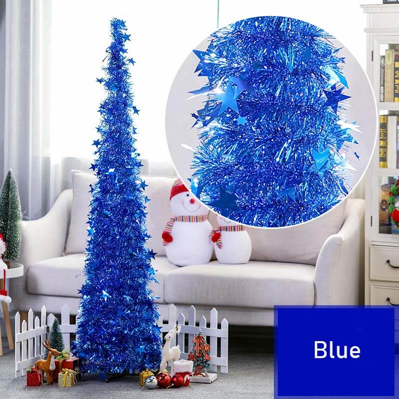 Collapsible Christmas Tree Pop-Up Tinsel Xmas Tree Artificial Christmas Trees for Holiday Xmas Decorations Home Display Office Indoor Decor