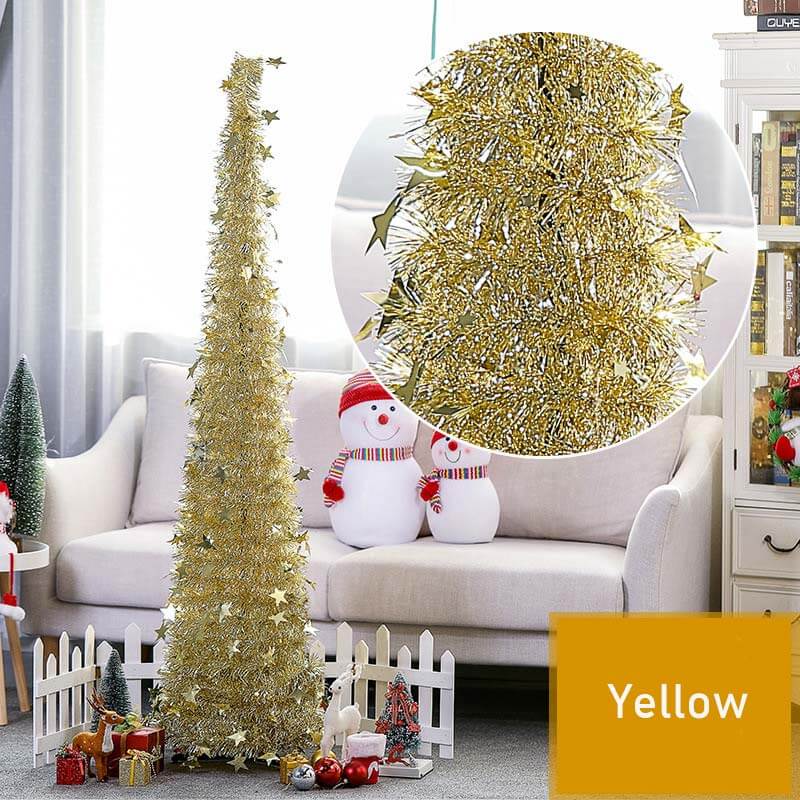 Collapsible Christmas Tree Pop-Up Tinsel Xmas Tree Artificial Christmas Trees for Holiday Xmas Decorations Home Display Office Indoor Decor